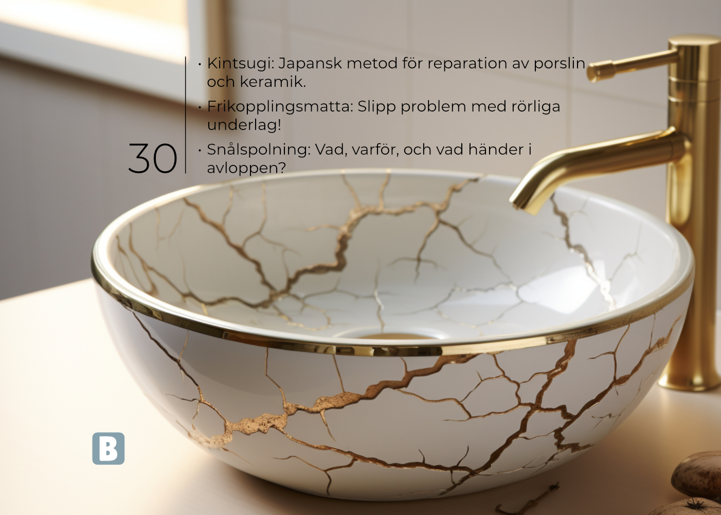 30. Kintsugi, Frikopplingsmattor & Snålspolning